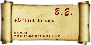 Bálint Erhard névjegykártya